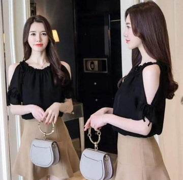 Women's Crepe Solid Tops Roposo Clout